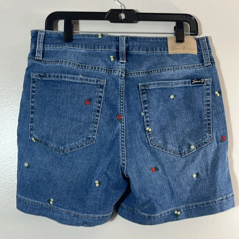 Seven7 Embroidered Denim Shorts - Picture 2 of 7